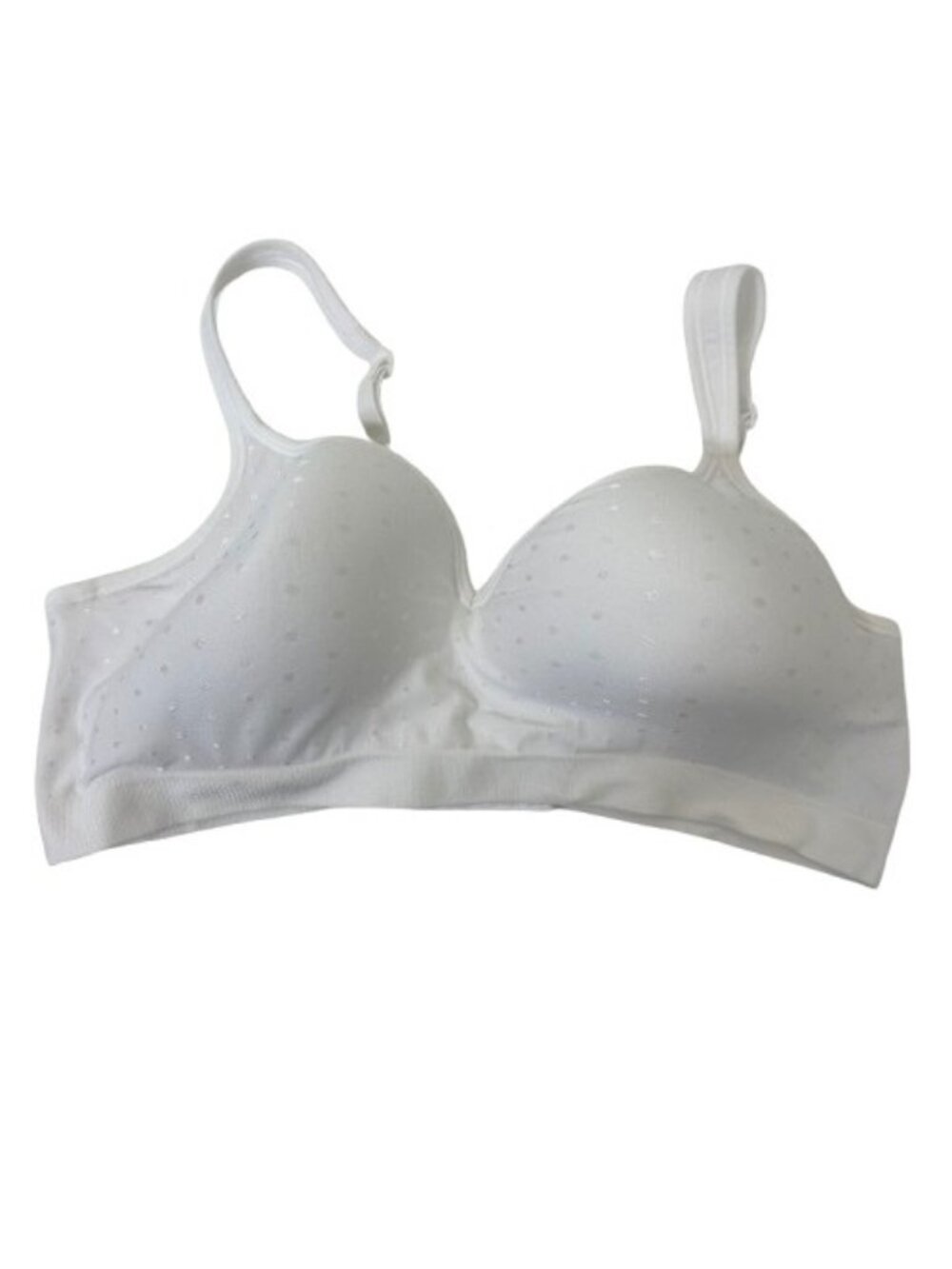 Bali Comfort Revolution White Polka Dot Wireless Bra 38C Coquette Dollette